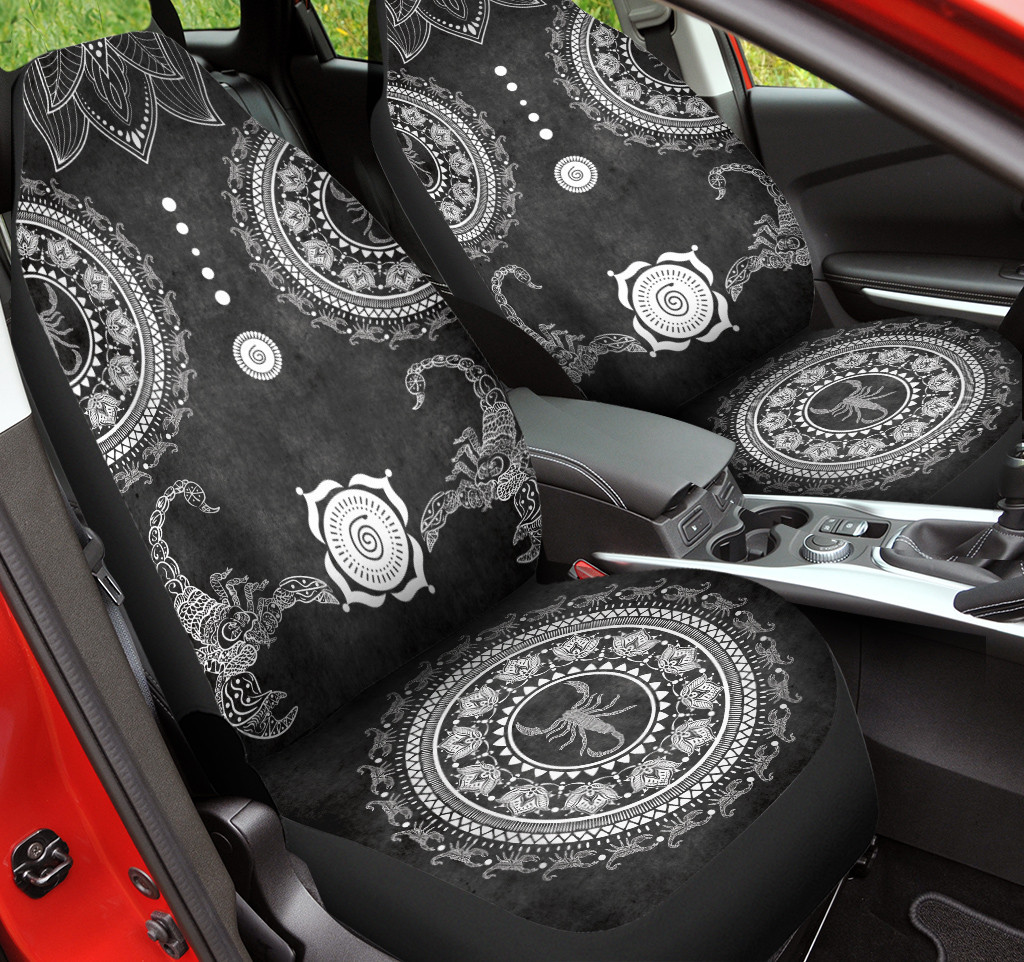 Two Scorpions Mandala Black Pattern Car Seat Cover