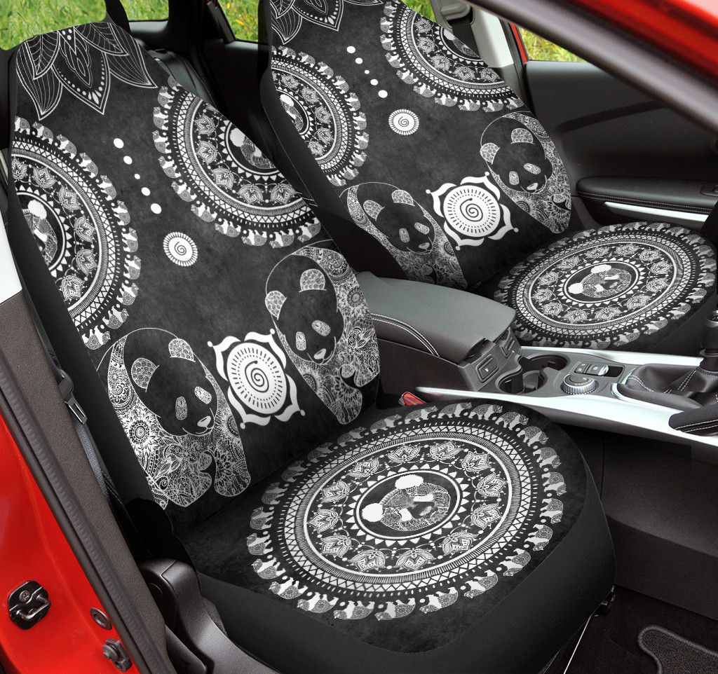 Two Bears Mandala Black Pattern Car Seat Cover
