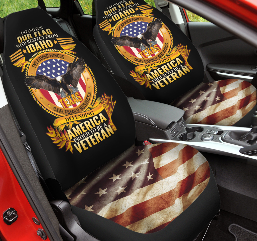 Texas Veteran America Flag Car Seat Cover