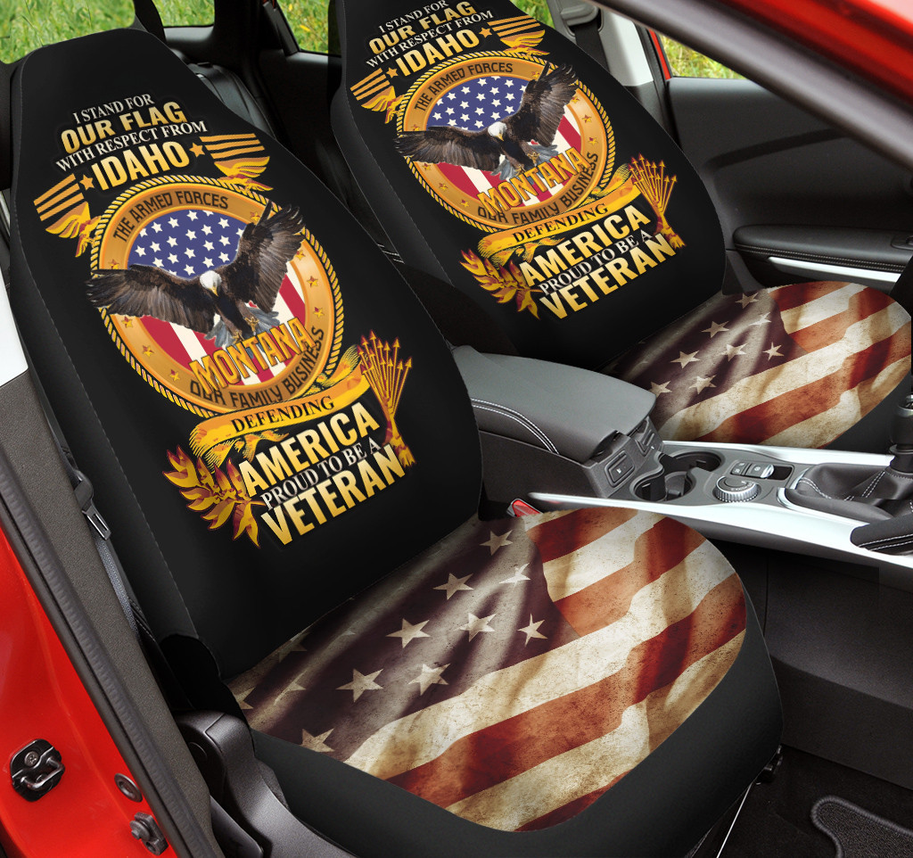 Montana Veteran America Flag Car Seat Cover