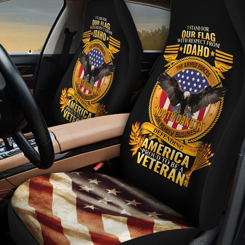 North Dakota Veteran America Flag Car Seat Cover