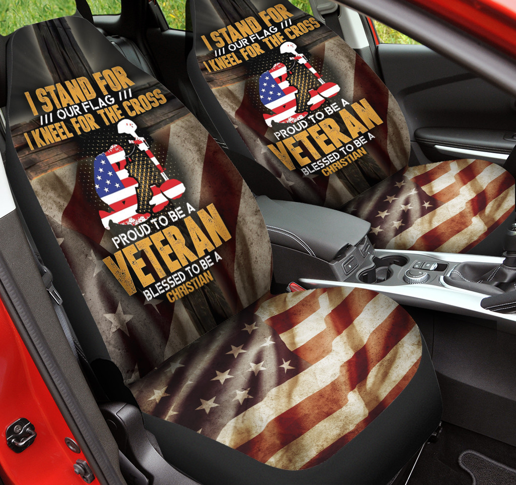 America Flag Christian Veteran Car Seat Cover