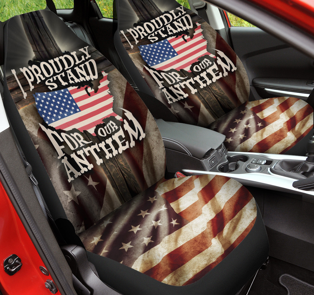 America Flag Stand For Our Anthem Car Seat Cover