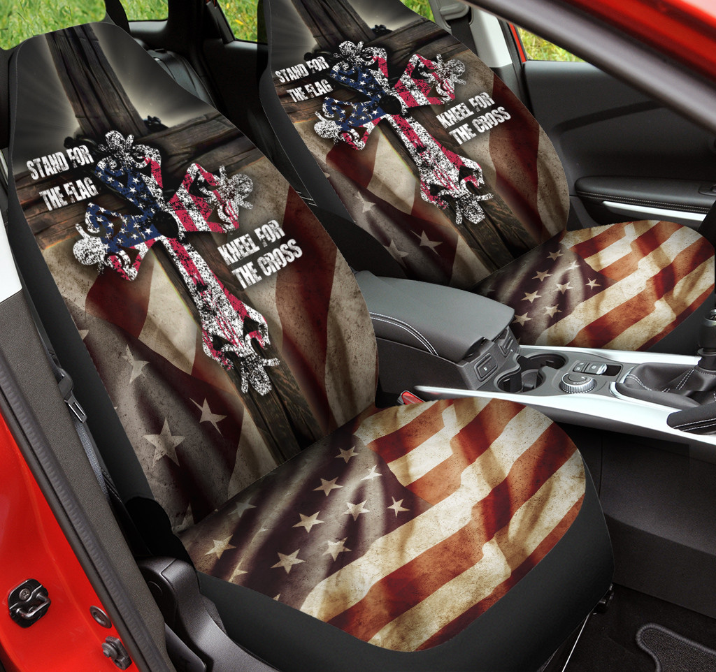 America Flag Cross Printed Car Seat Cover