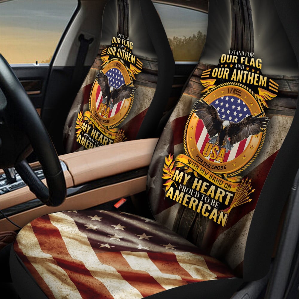 My Heart Proud To Be American Flag Car Seat Cover