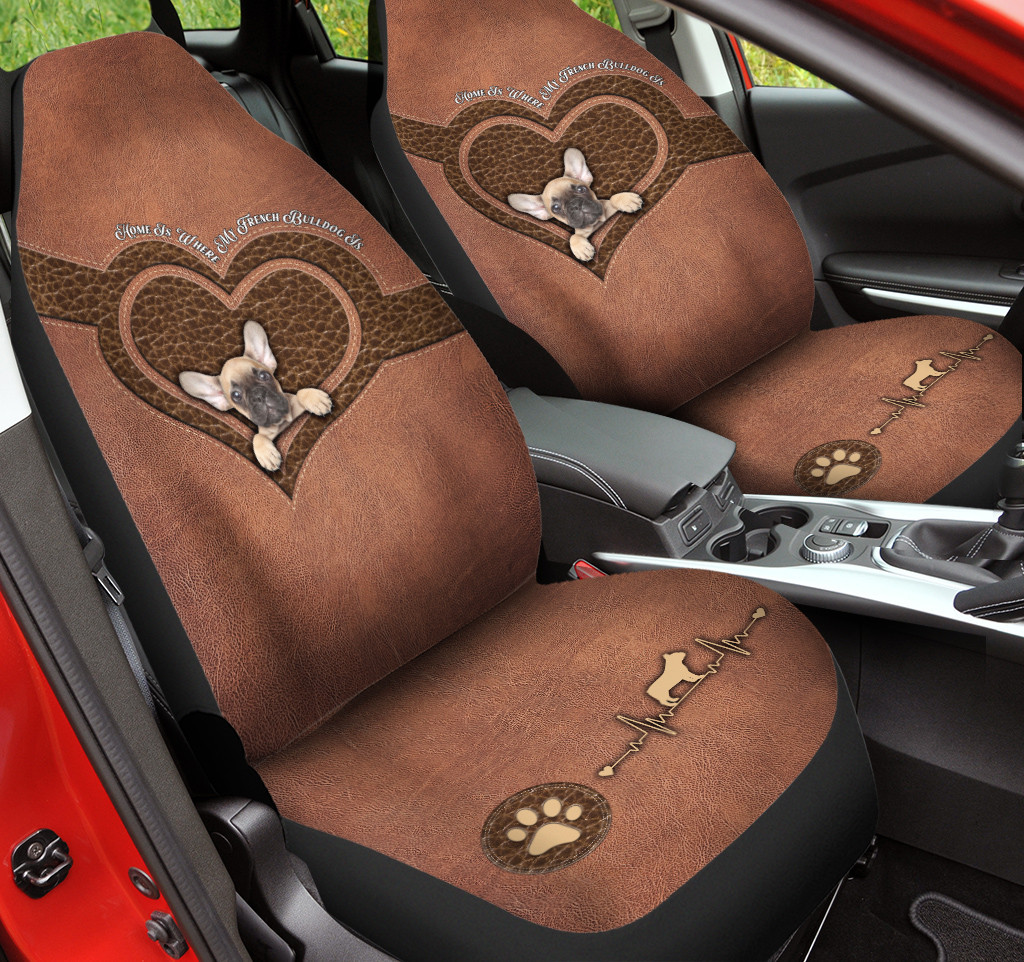 French Bulldog Dog Paw Heartbeat Car Seat Cover