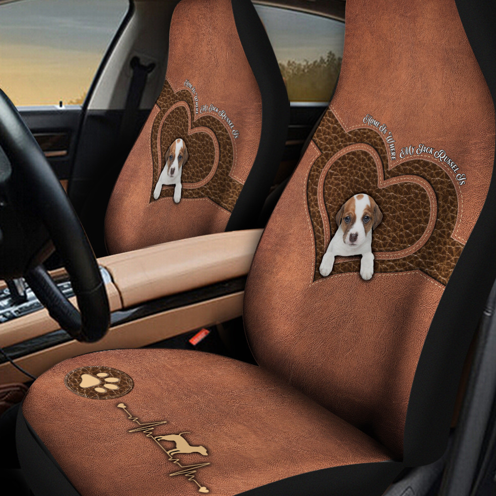 Jack Russell Dog Paw Heartbeat Car Seat Cover