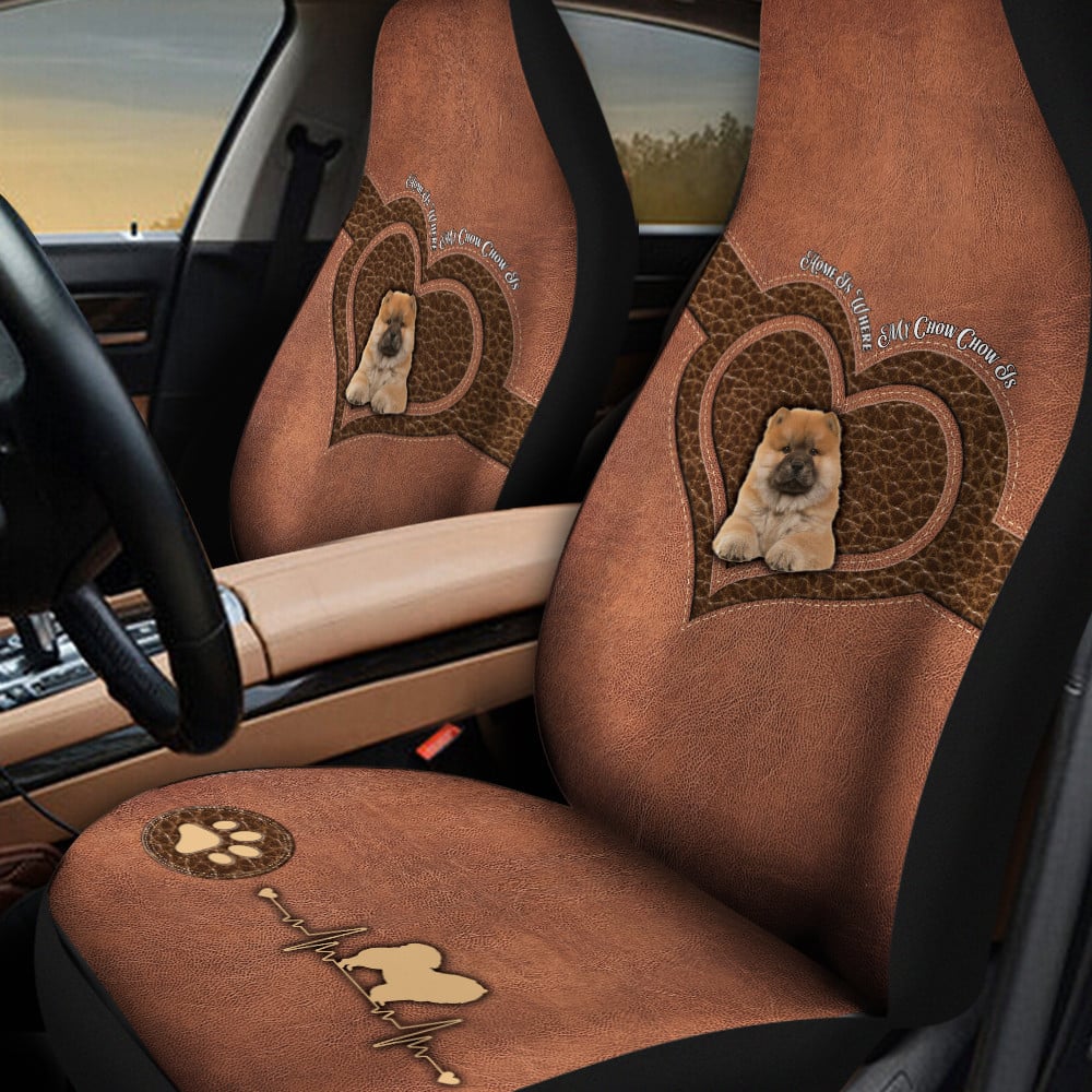 Chow Chow Dog Paw Heartbeat Car Seat Cover