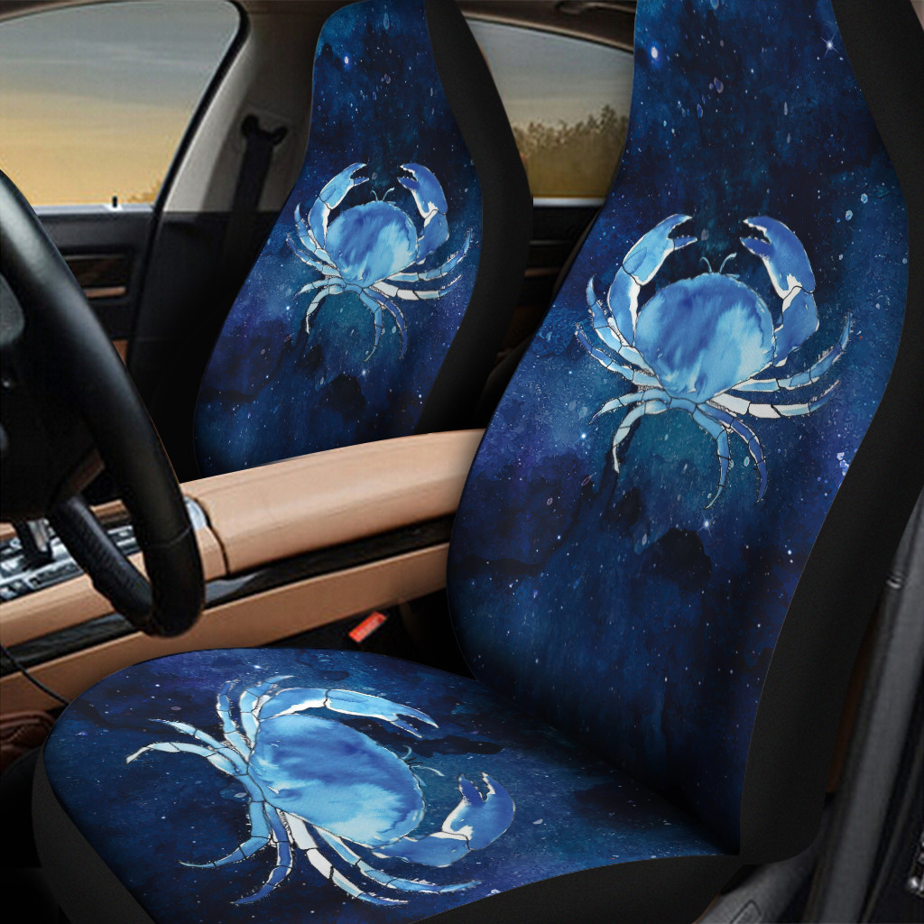 Crab Blue Galaxy Universal Front Car Seat Cover
