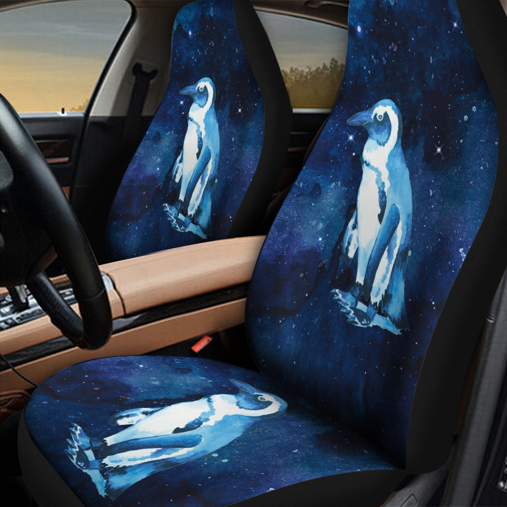 Penguin Blue Galaxy Universal Front Car Seat Cover