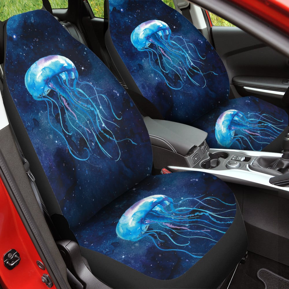 Jellyfish Blue Galaxy Universal Front Car Seat Cover