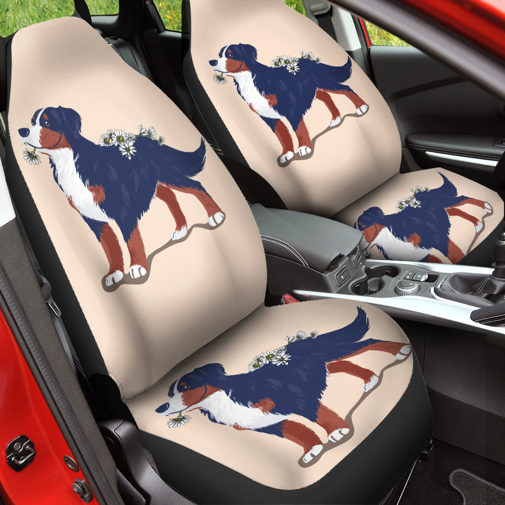 Bernese White Chrysanthemu Beige Color Car Seat Cover