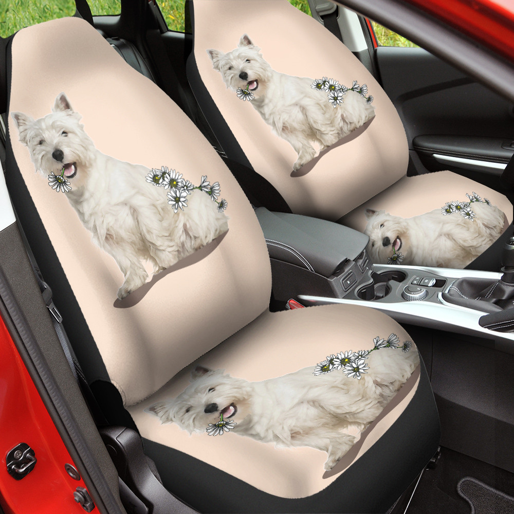 Westie White Chrysanthemu Beige Color Car Seat Cover