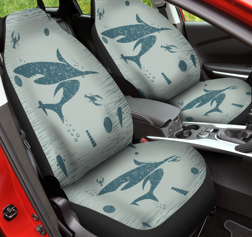 Shark And Sea Creatures Pattern Green Car Seat Cover