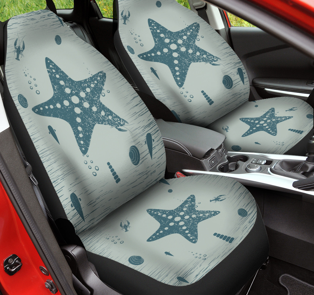 Starfish And Sea Creatures Pattern Green Car Seat Cover