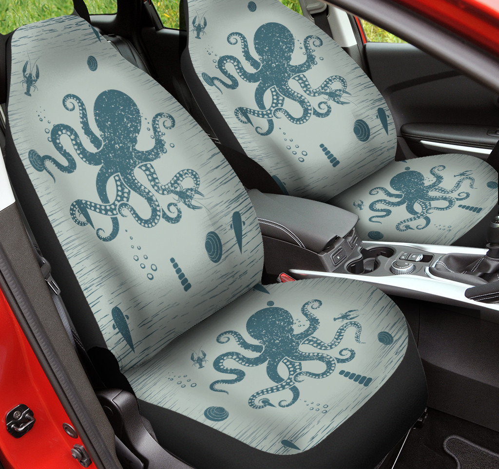 Octopus And Sea Creatures Pattern Green Car Seat Cover
