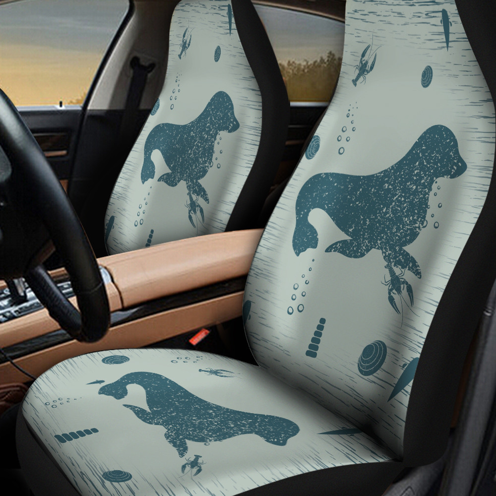Seal And Sea Creatures Pattern Green Car Seat Cover