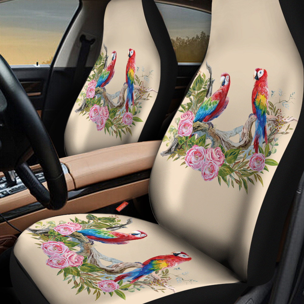 Colorful Parrot Floral Begie Color Car Seat Cover