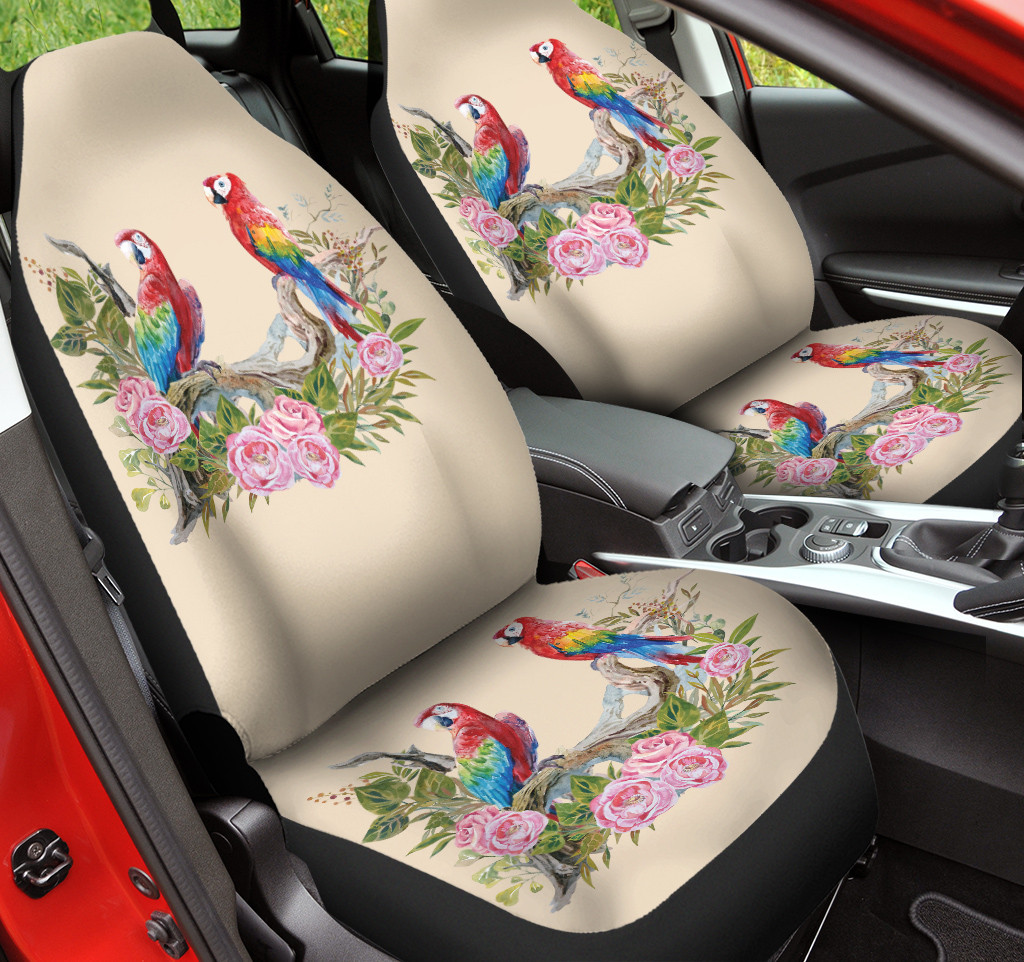Colorful Parrot Floral Begie Color Car Seat Cover
