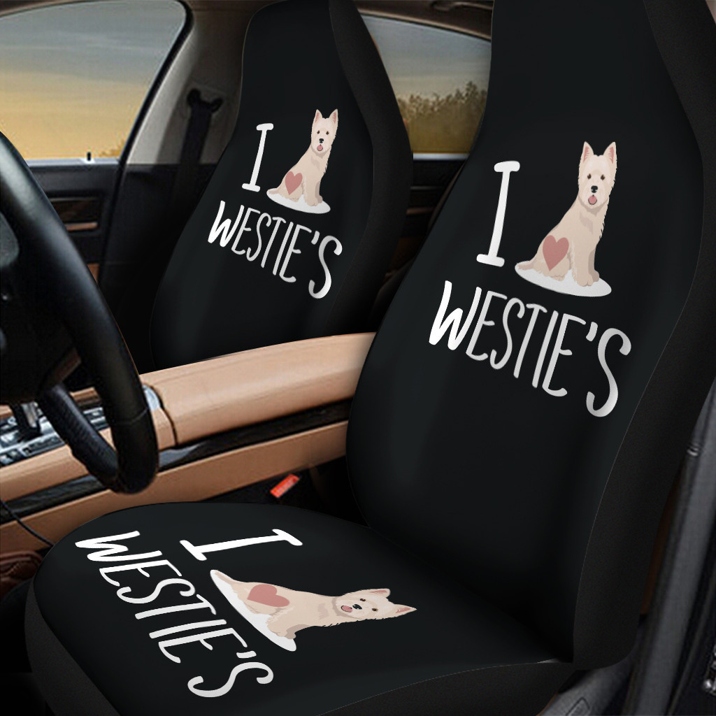 I Love Westie's Black Car Front Seat Cover