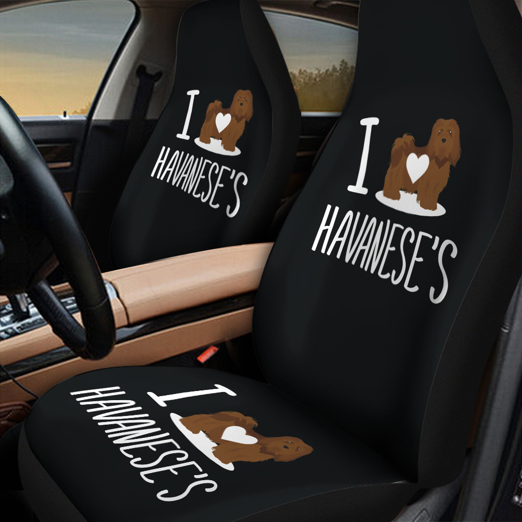 I Love Havanese's Black Car Front Seat Cover
