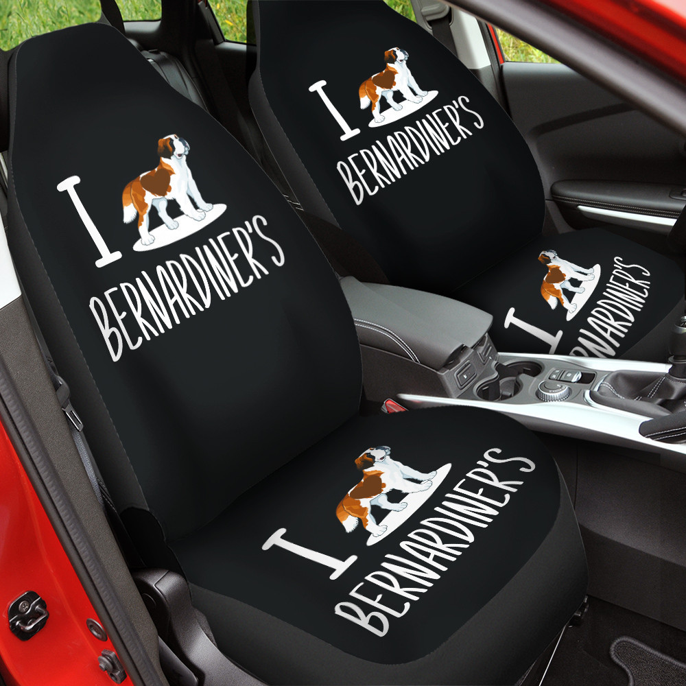 I Love Bernardiner's Black Car Front Seat Cover