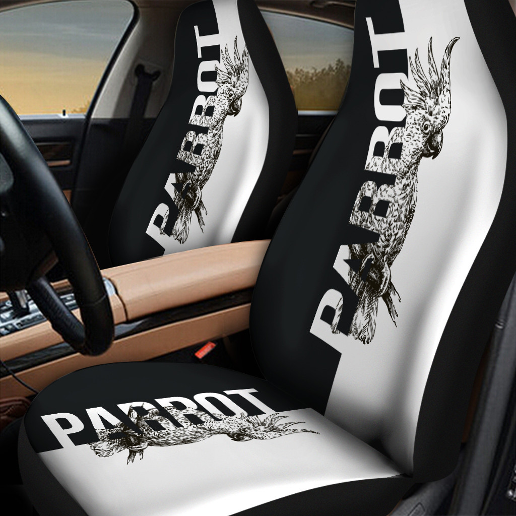Parrot Portrait Vector Black And White Car Seat Cover