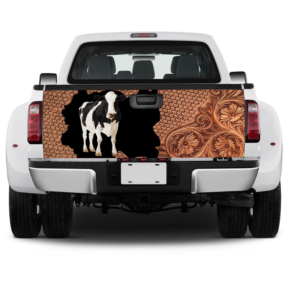 Dairy Cow Leather Carving Pattern Tailgate Decal Car Back Sticker