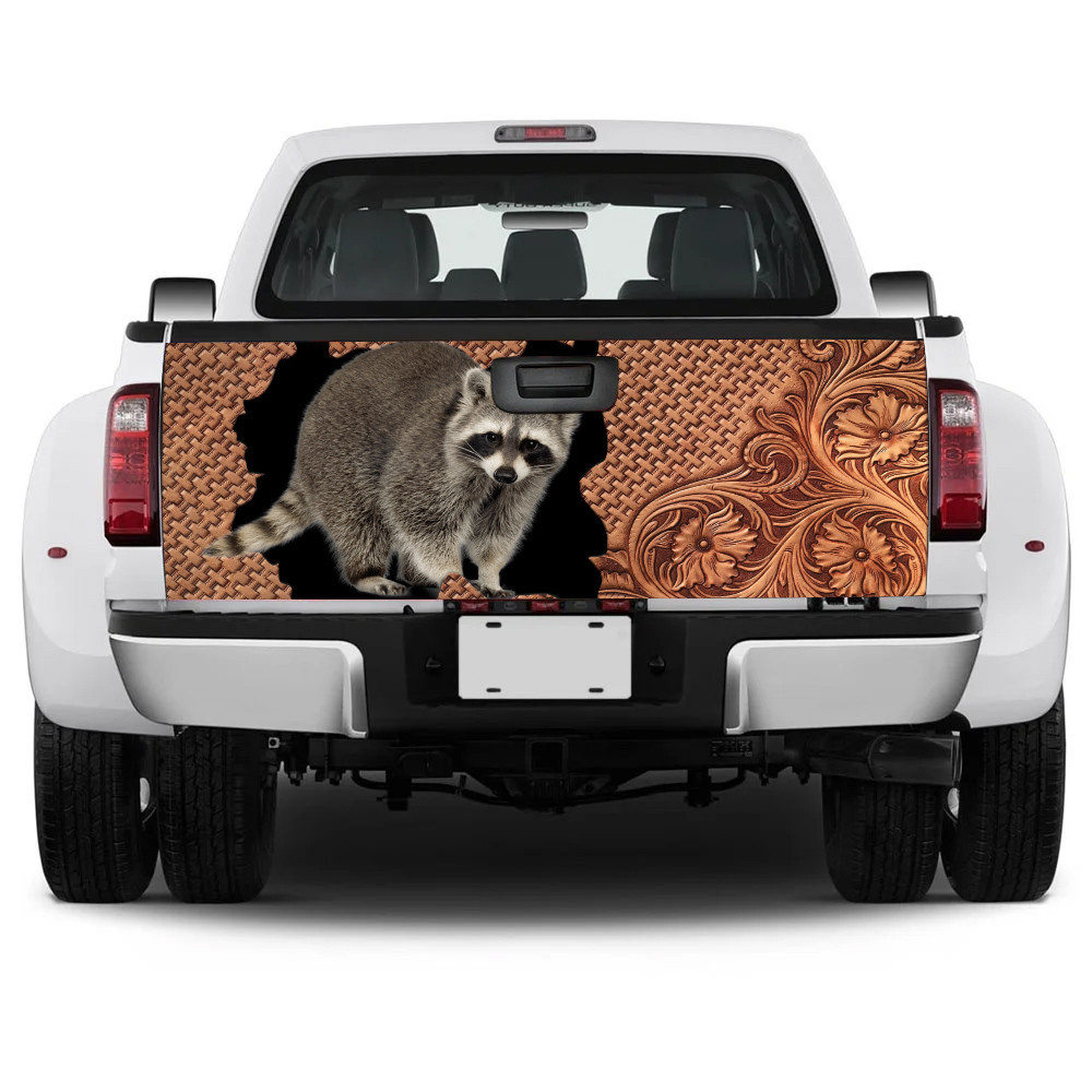 Racoon Leather Carving Pattern Tailgate Decal Car Back Sticker