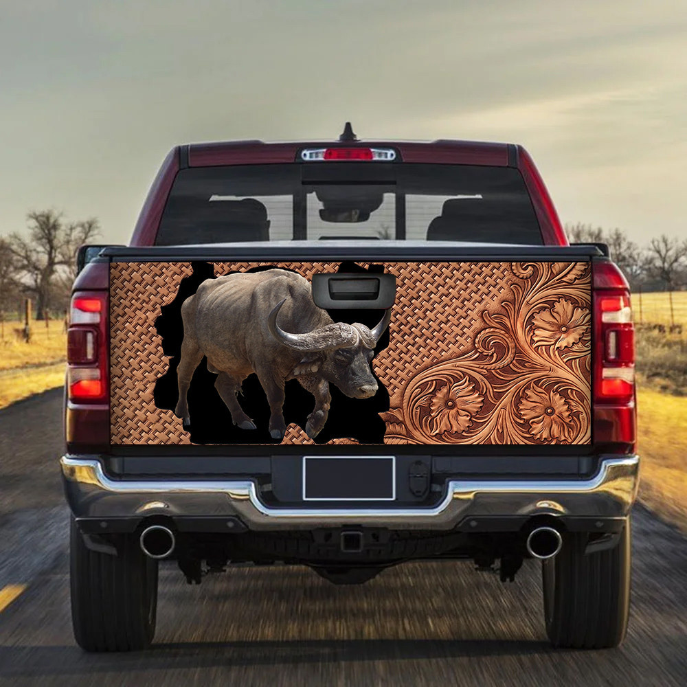 Buffalo Leather Carving Pattern Tailgate Decal Car Back Sticker
