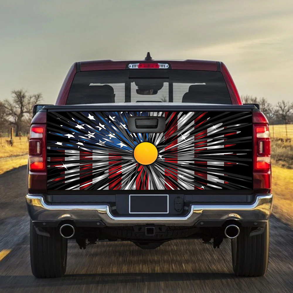 Yellow Ball Inside America Flag Tailgate Decal Car Back Sticker