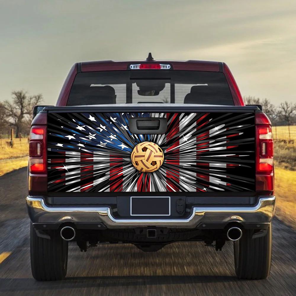 Sepak Takraw Inside America Flag Tailgate Decal Car Back Sticker