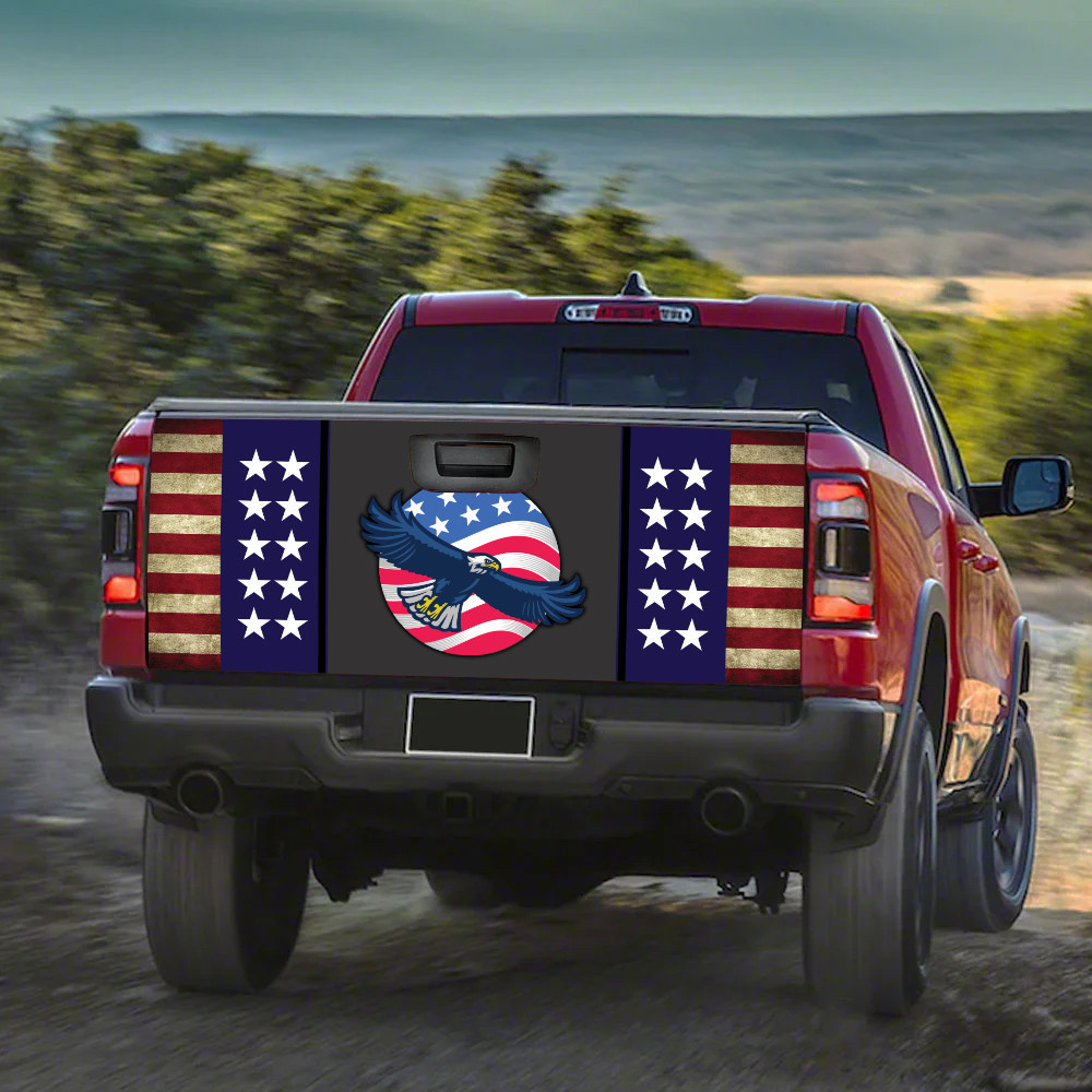 Eagle Inside Circle America Flag Tailgate Decal Car Back Sticker
