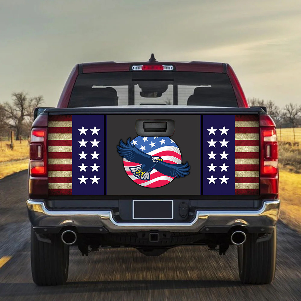 Eagle Inside Circle America Flag Tailgate Decal Car Back Sticker