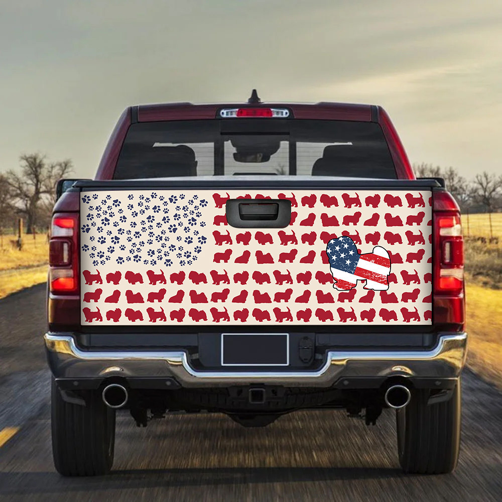 Yorkshire And Dog Paw Create To America Flag Tailgate Decal Car Back Sticker