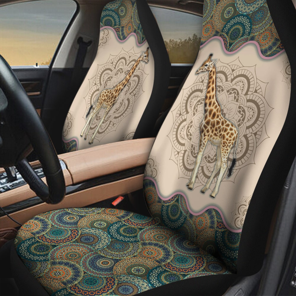 Giraffe Pictures Vintage Flower Patterns Background Car Seat Covers
