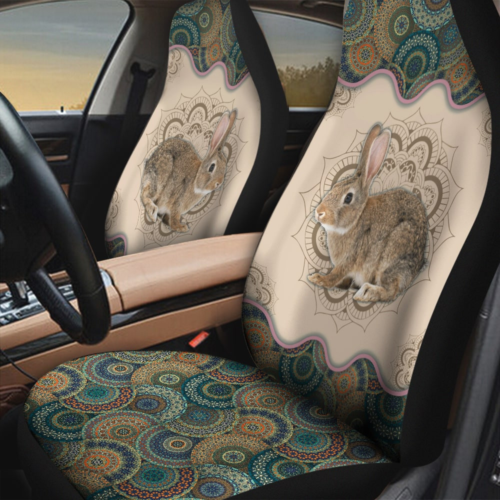 European Rabbit Pictures Vintage Flower Patterns Background Car Seat Covers