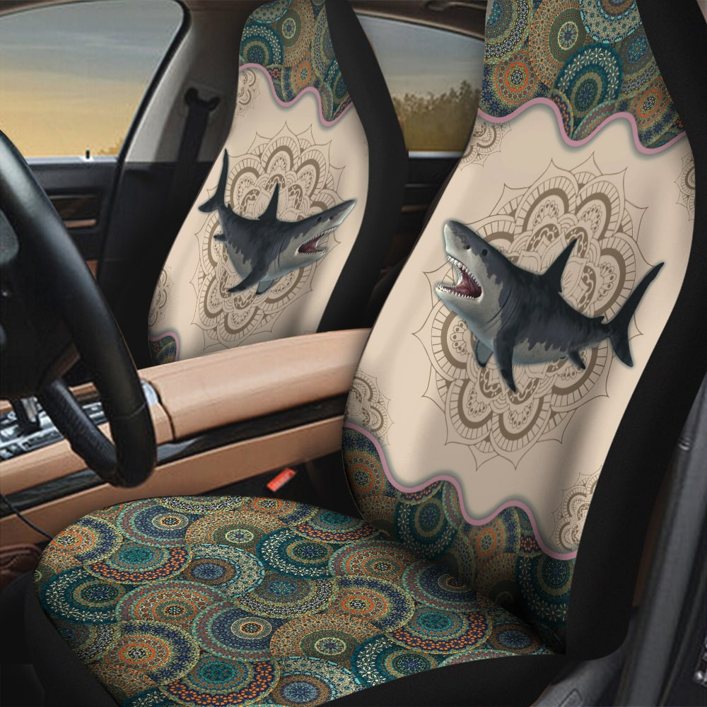 Great White Shark Pictures Vintage Flower Patterns Background Car Seat Covers