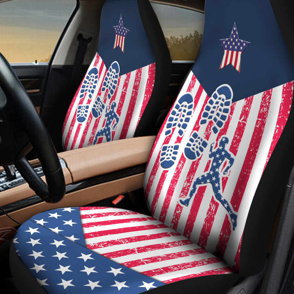 Running Inside American Flag Pattern Car Seat Covers