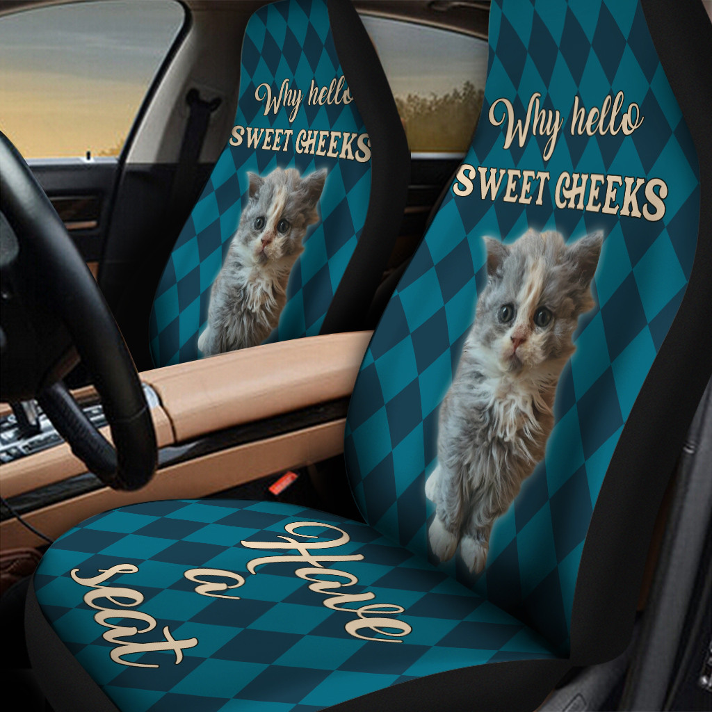 Sweet Cheeks Selkirk Rex Cat Caro Pattern Car Seat Cover