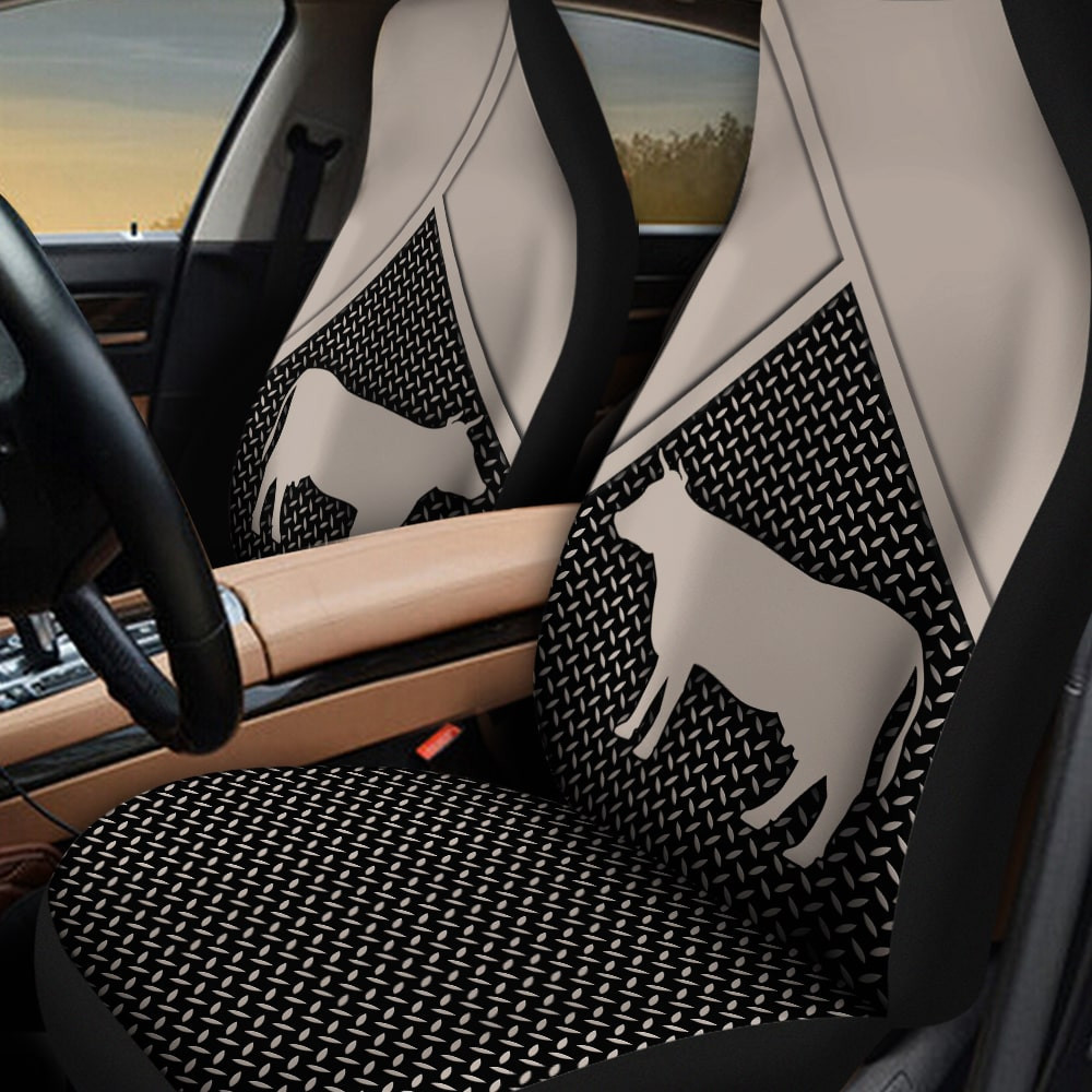 Bull Graphic Diamond Plate Patterns Background Car Seat Covers