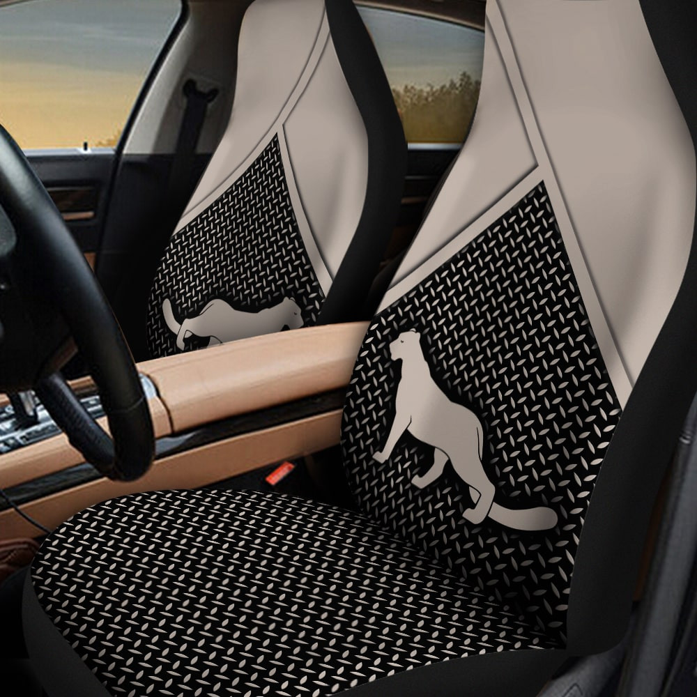 Cougar Drawing Diamond Plate Patterns Background Car Seat Covers