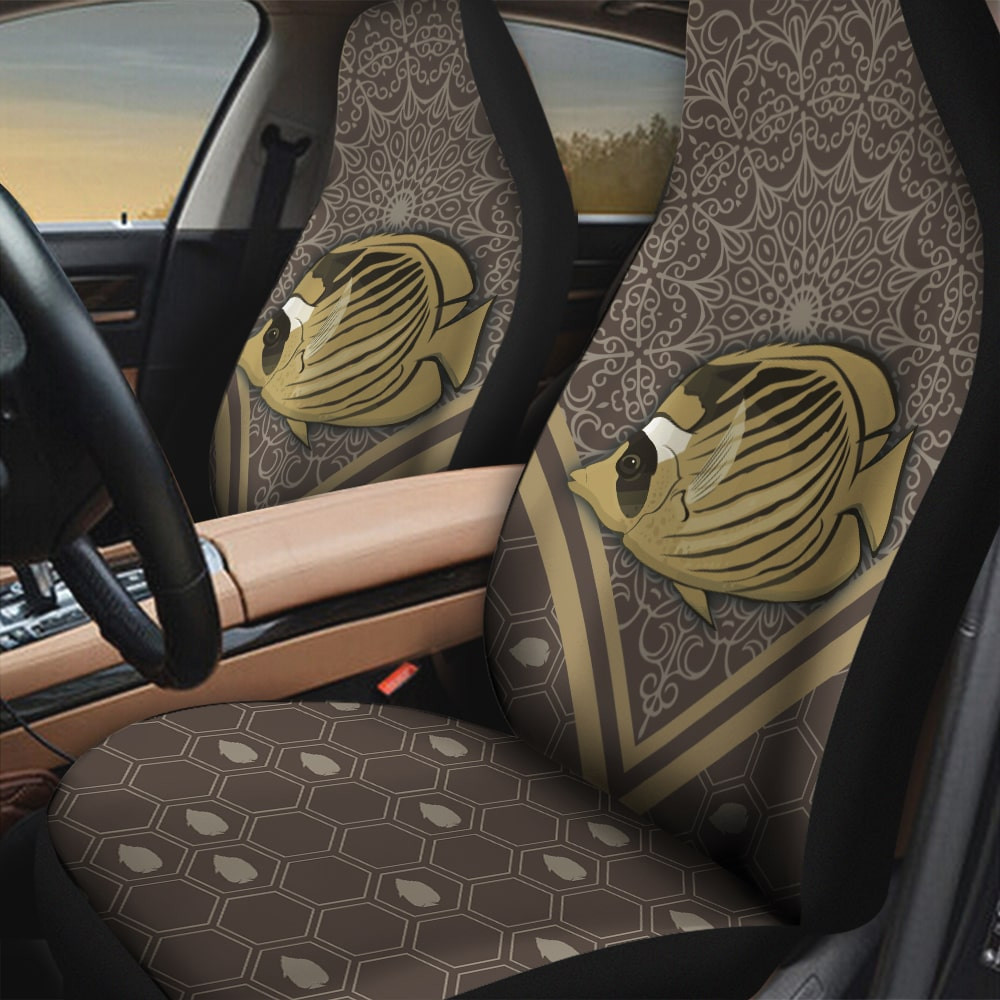 Butterflyfish Mandala Pattern Background Car Seat Cover