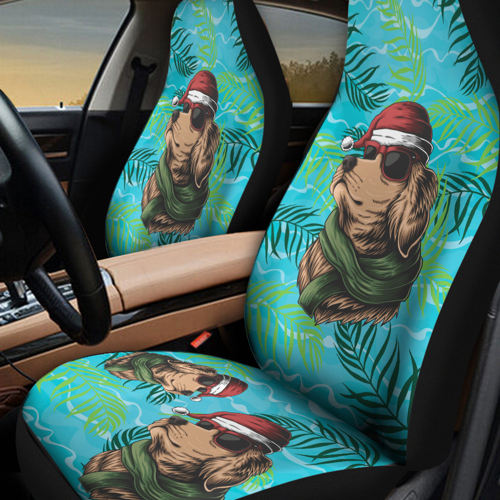 Tropical Golden Retriever Dog Wear Hat Car Seat Cover