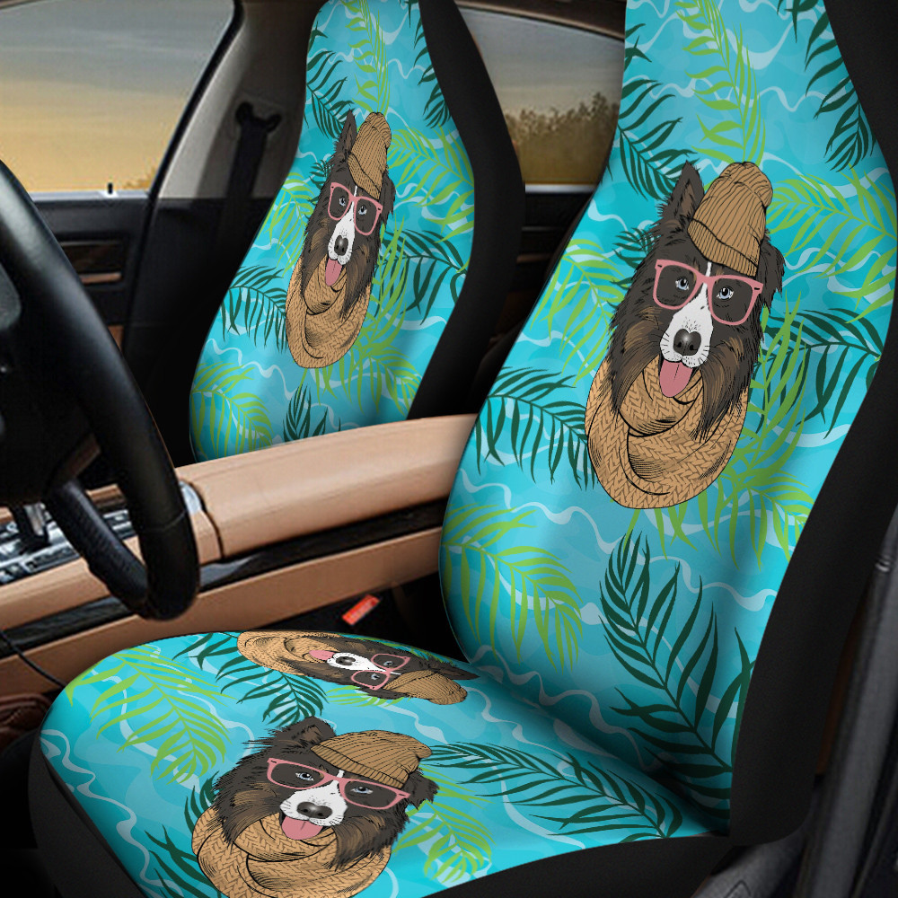 Tropical Australian Shepherd Dog Wear Hat Car Seat Cover