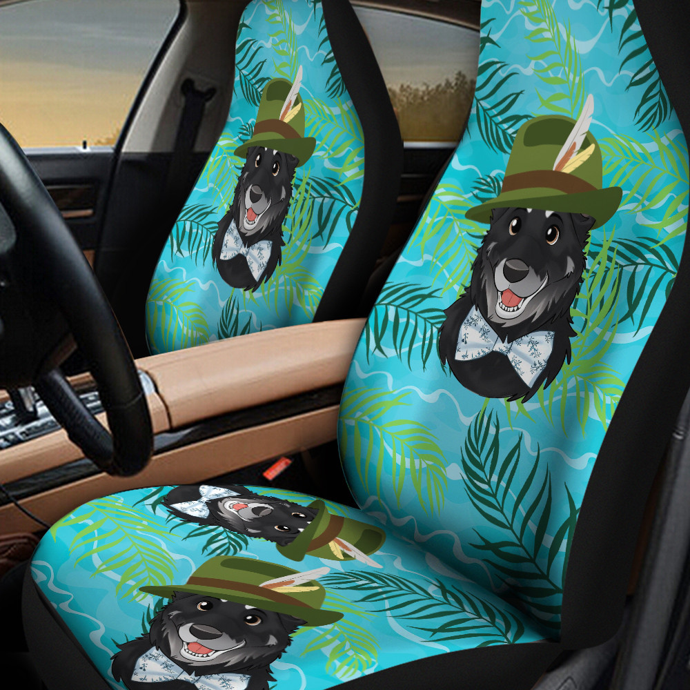 Tropical Border Collie Dog Wear Hat Car Seat Cover