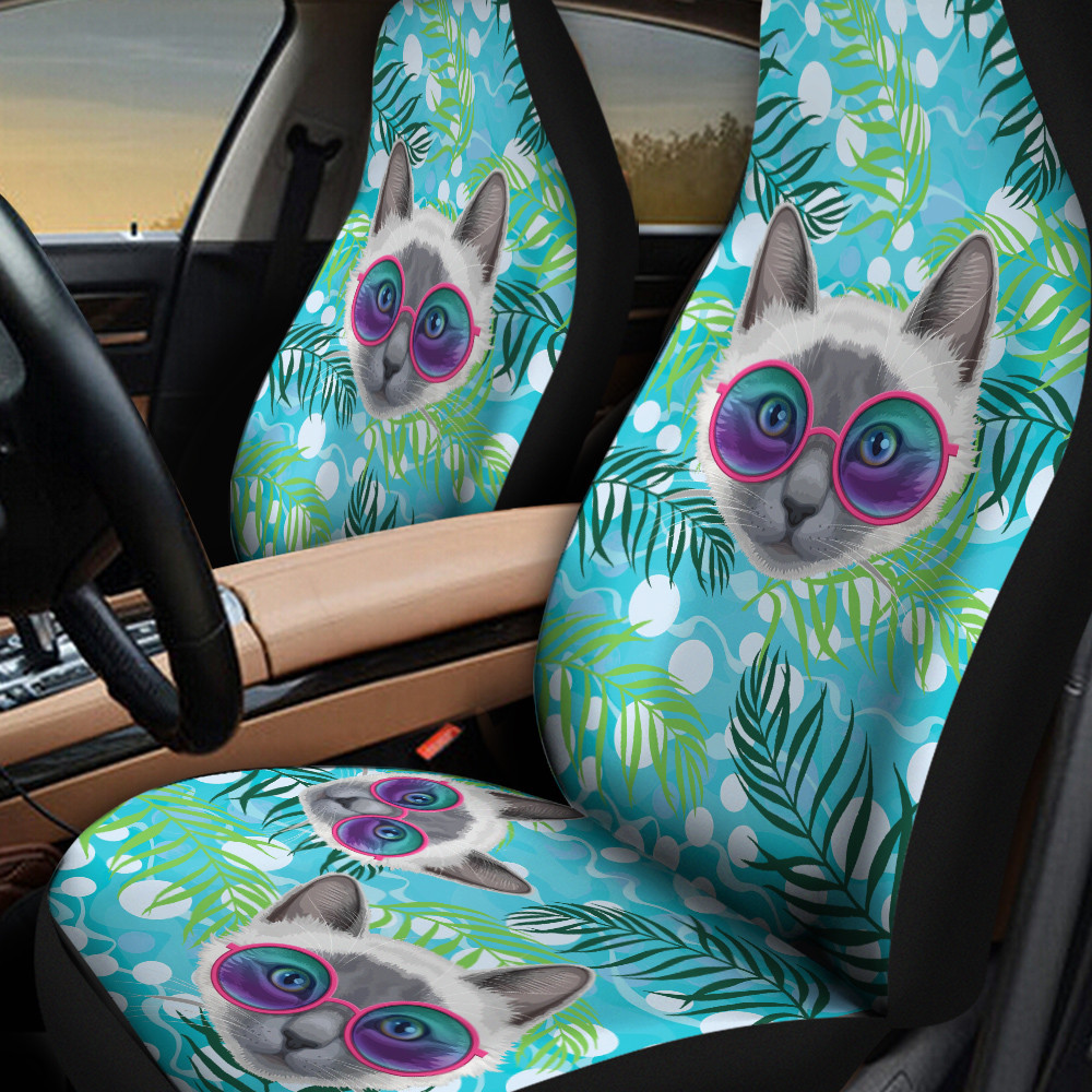 Tropical Cool Cat Wear Glasses Car Seat Cover
