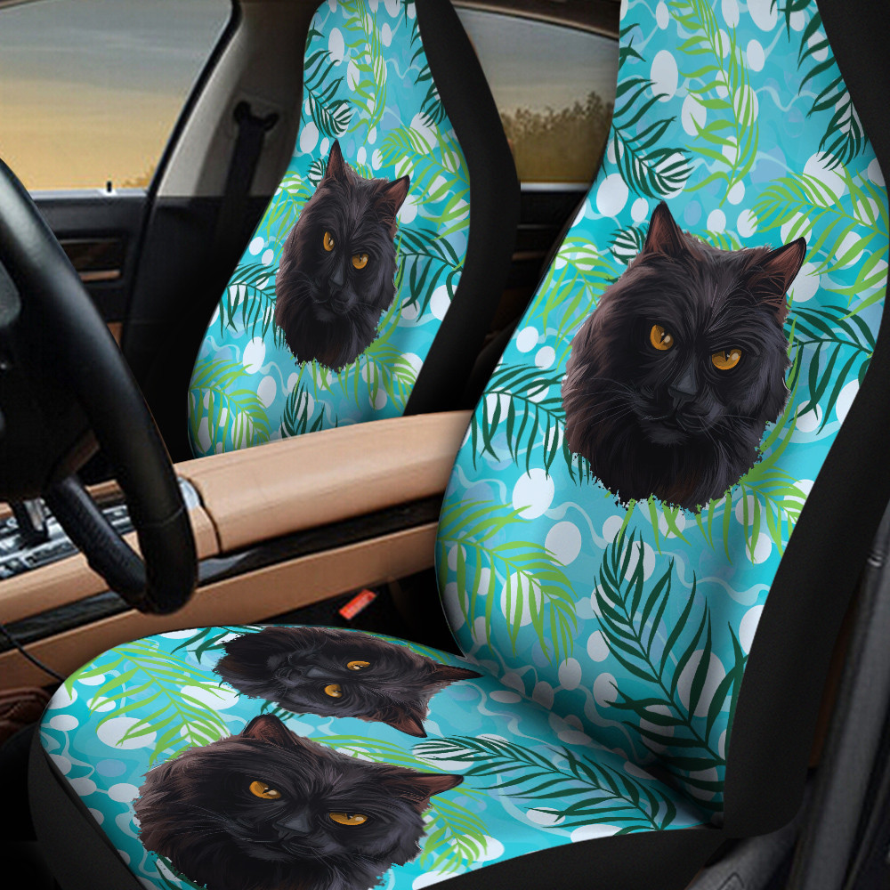 Tropical Black Cat Cute Car Seat Cover