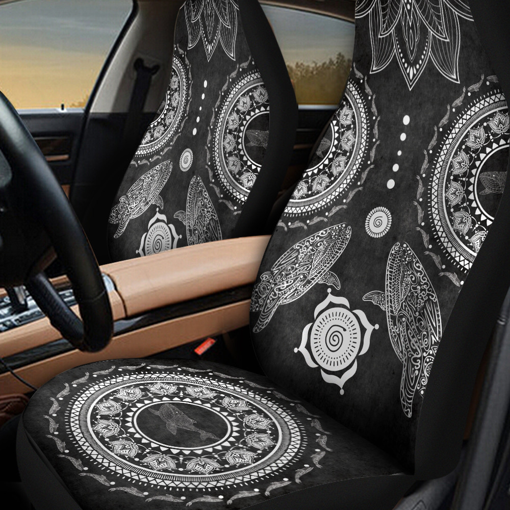 Two Whales Mandala Black Pattern Car Seat Cover