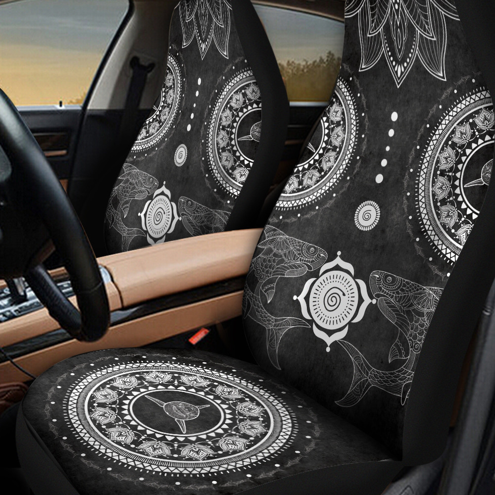 Two Sharks Mandala Black Pattern Car Seat Cover